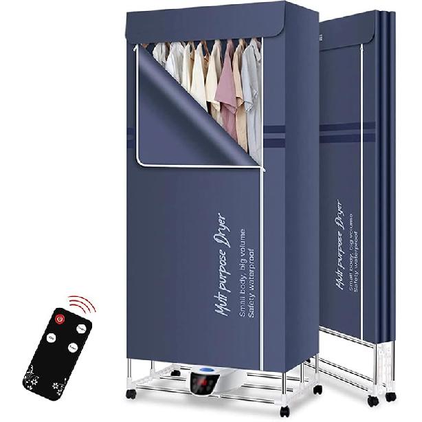 Electric Clothes Dryer with Remote Control and Timer, 1300W Large Capacity 2-Tier Heated Airer with Cover, Indoor Foldable Drying Rack, Overheat