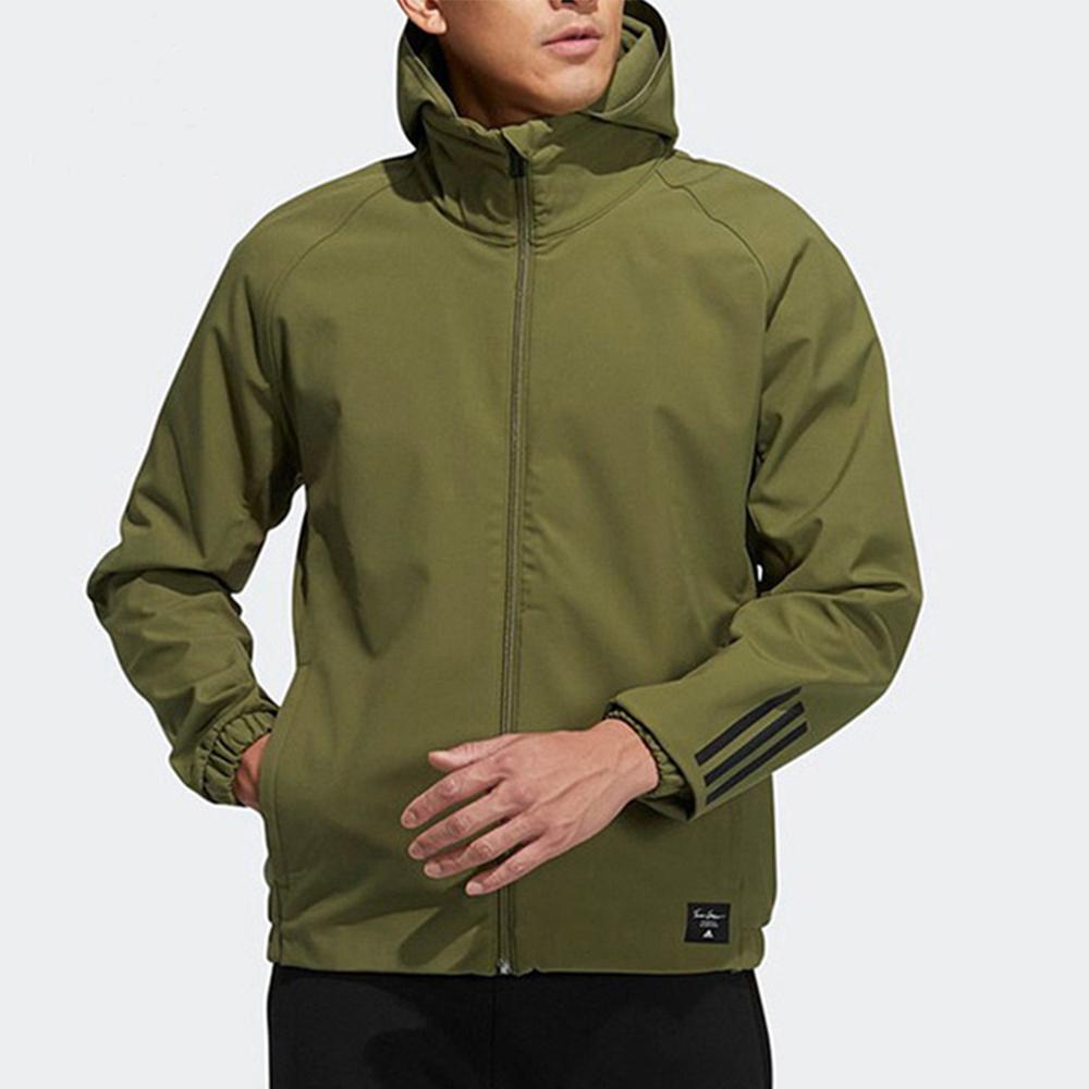 Adidas Three-Stripe Logo Sports Hooded Jacket Men Outerwear Olive H40882
