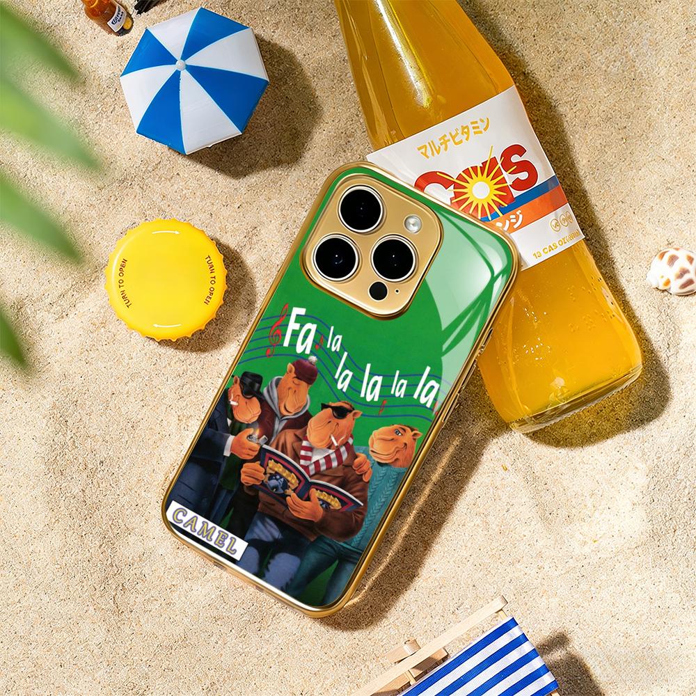 Outdoor Trends логотип Верблюды Чехол для телефона Для iphone 17 16 15 14 13 12 11Pro Plus Max Позолоченное стекло Чехол для телефона