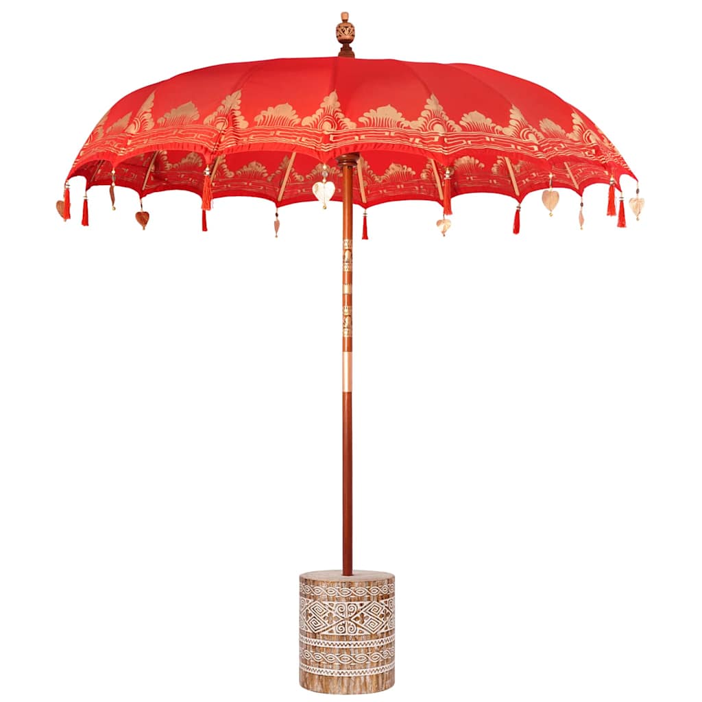 Balinese Sun Umbrella with Base Red 215 x 215 x 260 cm