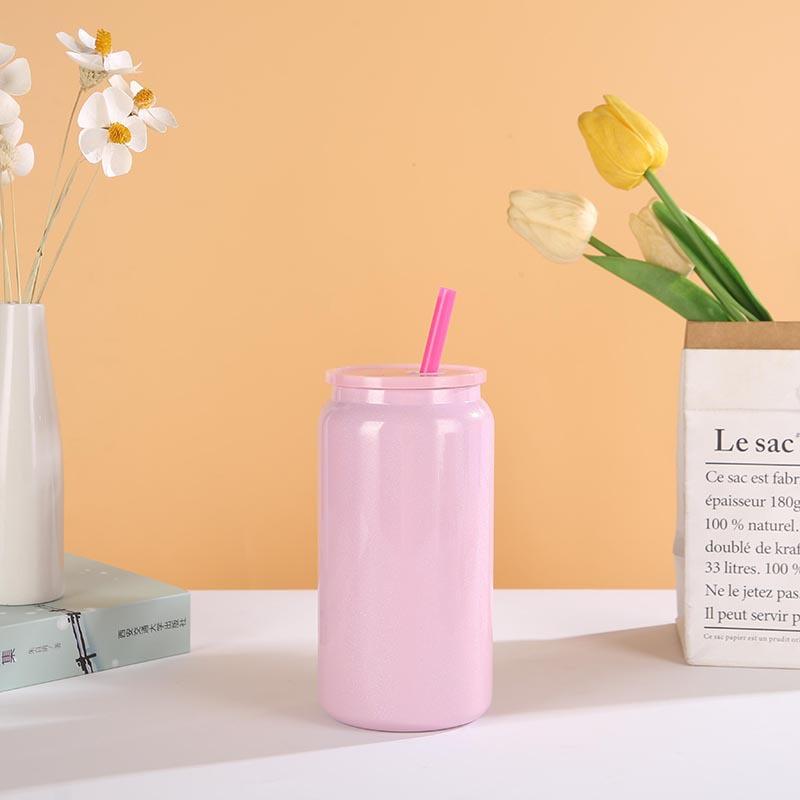 Thermos Cup High Appearance Level Mason Jar Straw Water Cup Simple Thermal Insulation Cold Color Cans