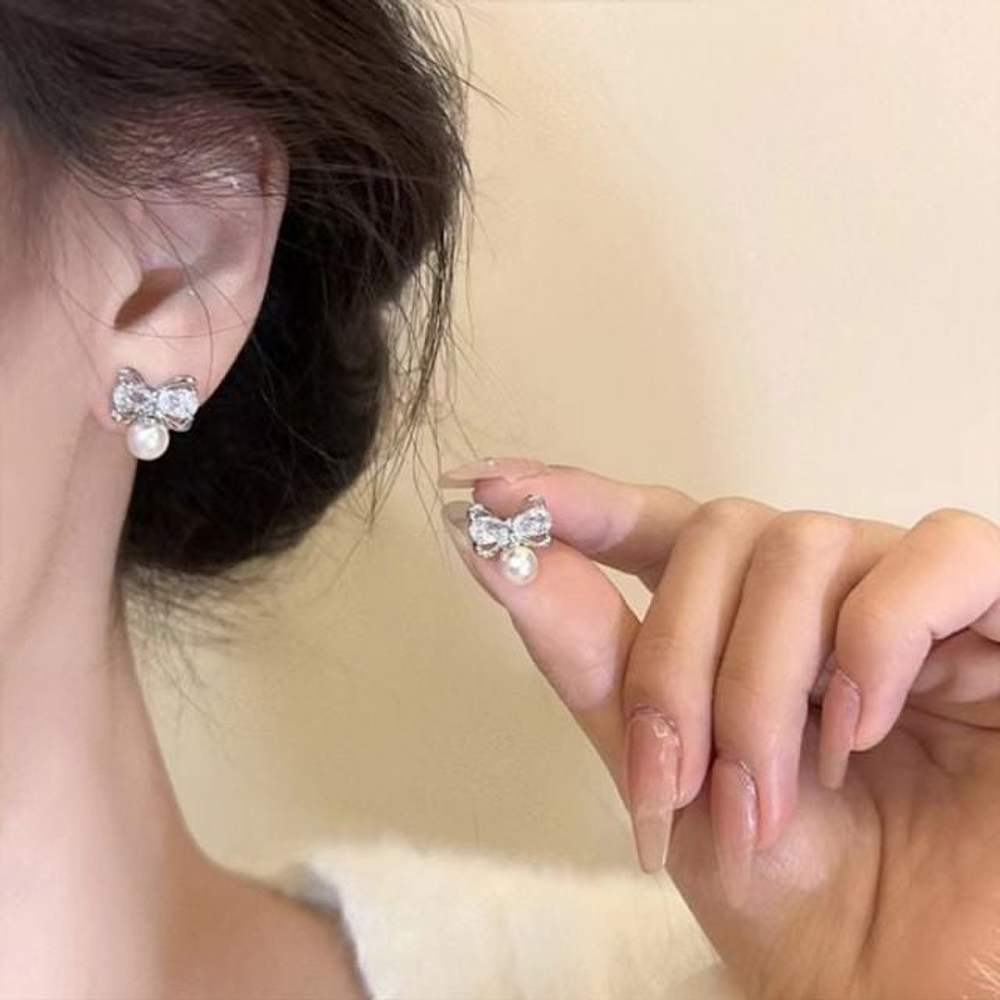 Ribbon Lovely Vest Cubic Simple Pearl Silver