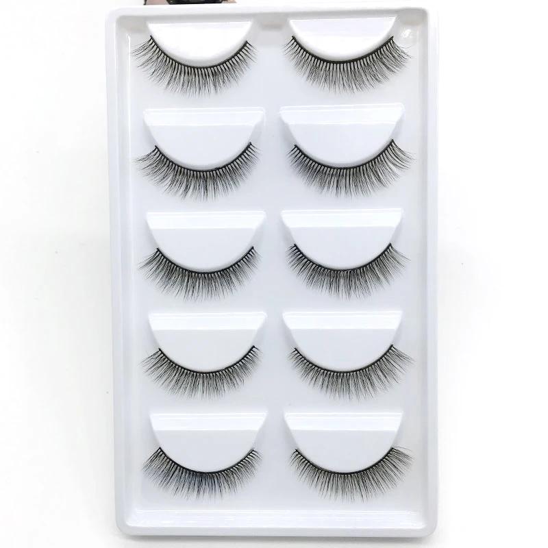 AMSNCN NEW 5Pair 100% Real 3D Mink Lashes Soft Natural False Eyelashes Makeup Long Eye Lashes Eyelash Extension CiliosH13mini
