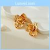 Elegant Luxury Vintage Alloy Floral Earrings With Exquisite Layered Gold Design For Women