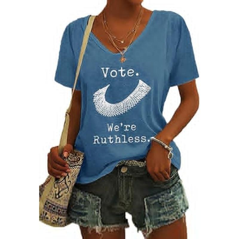 Design Sense Весна и лето Новая удобная свободная женская футболка с V-образным вырезом и короткими рукавами с 3D-принтом