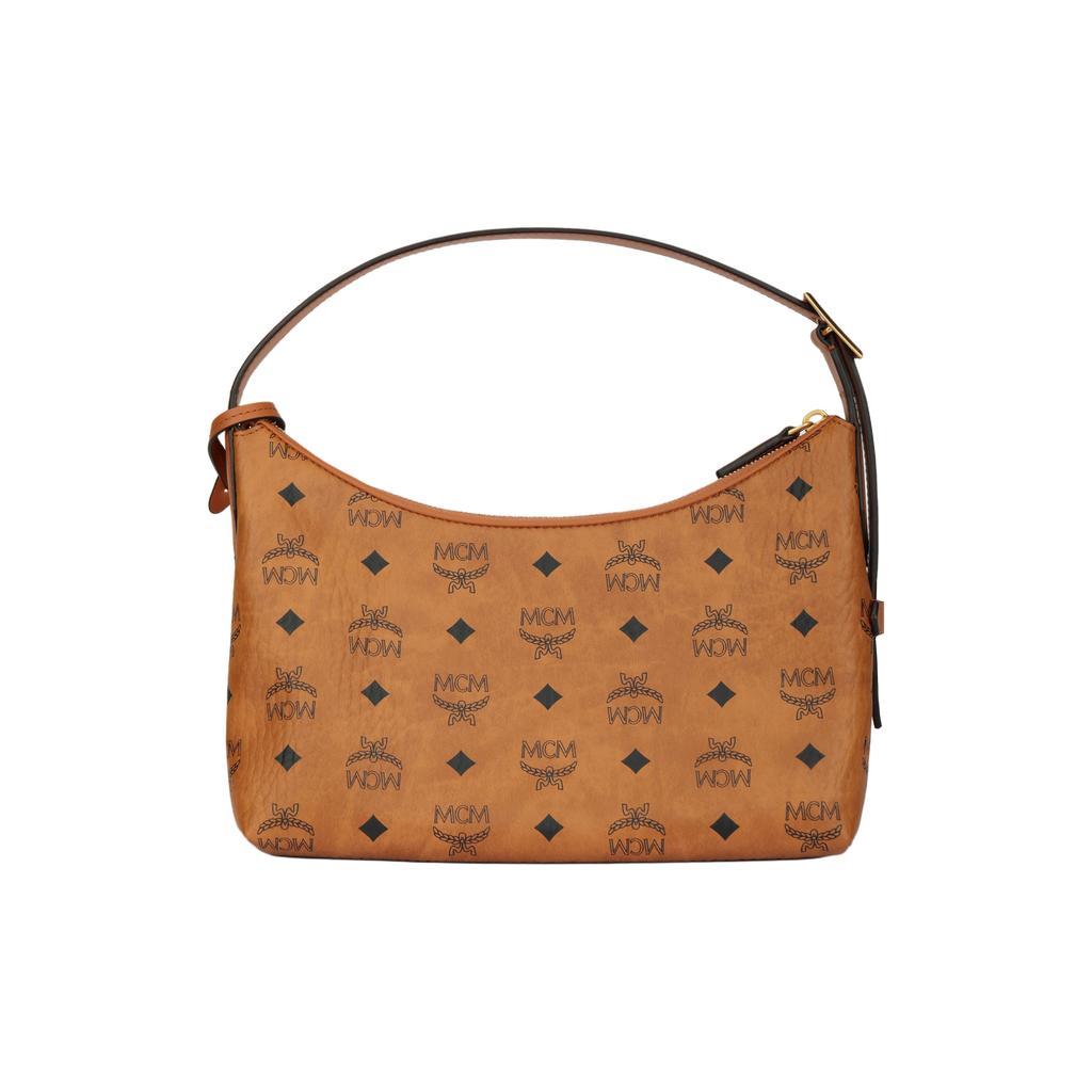 MCM Aren Visetos Monogram Pendant Trendy Hobo Bag Women bags Brown Cognac MWHESTA01CO001