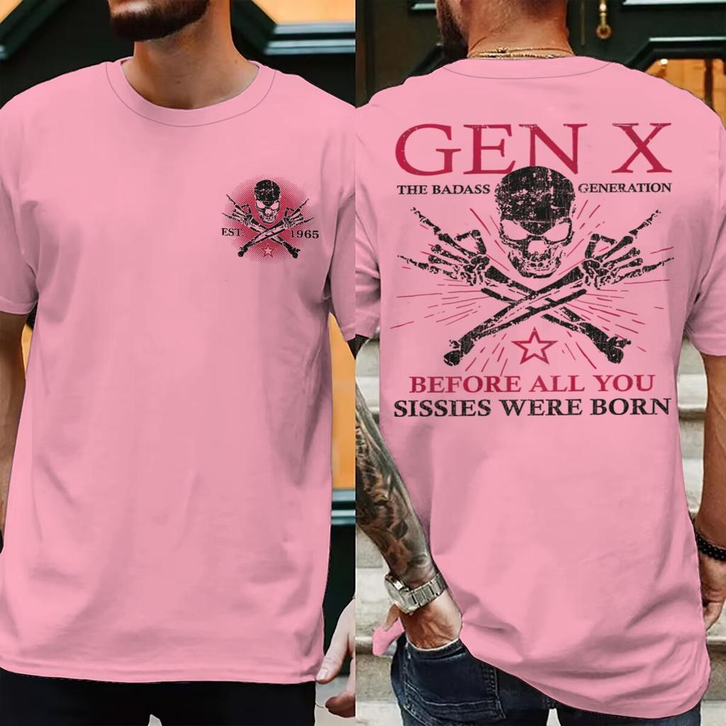 Est 1965 Print Funny Gen X Unisex Unisex Tshirts The Badass Generation Raised By Skulls Streetwear Short Sleeve Ropa Hombre Tshirts