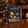 Kids Room Holiday Ornament Space Advent Calendar, 24Pcs 2D Flat Acrylic Set with Planet Creative Calendar Box Star Designs, Christmas Tree Hanging