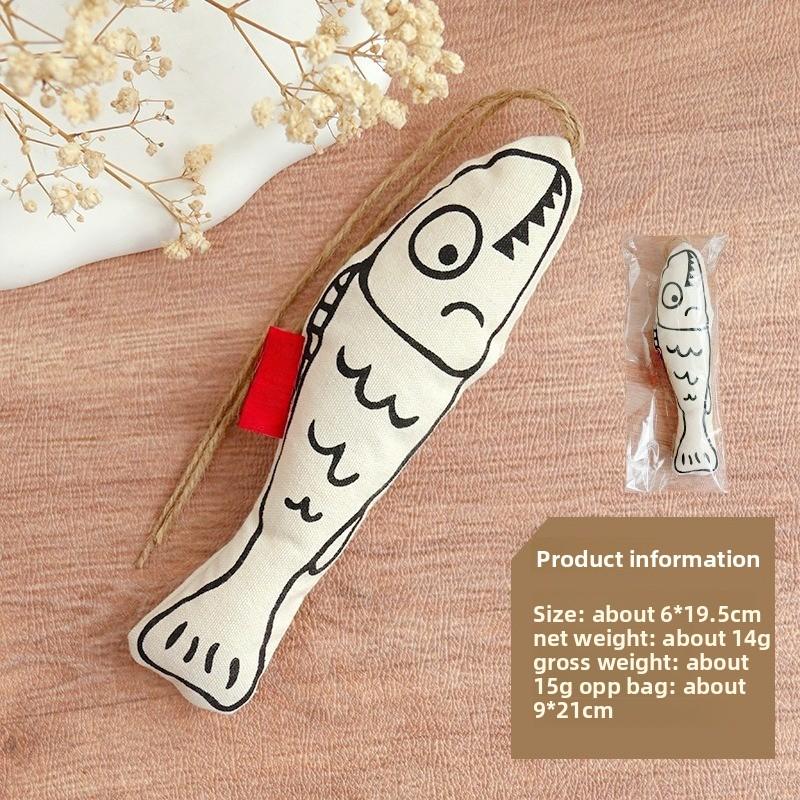 Eco-Friendly Cotton Fish Cat Toy with Catnip and Crinkle Paper Interactive High-Quality Pet Toy Wholesale