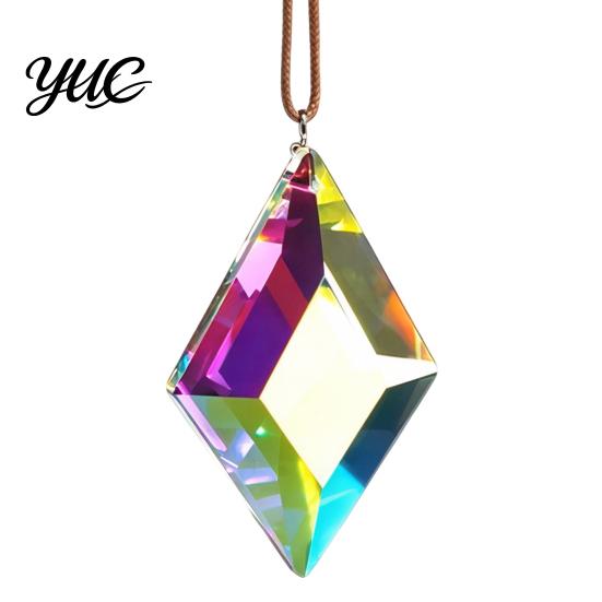 Faux Crystal Sun Catcher Decor Love Heart Suncatcher, Star Shape Hanging Decoration, Decorative Glass Prisms Rhombus Rainbow Maker Prism Ornament for