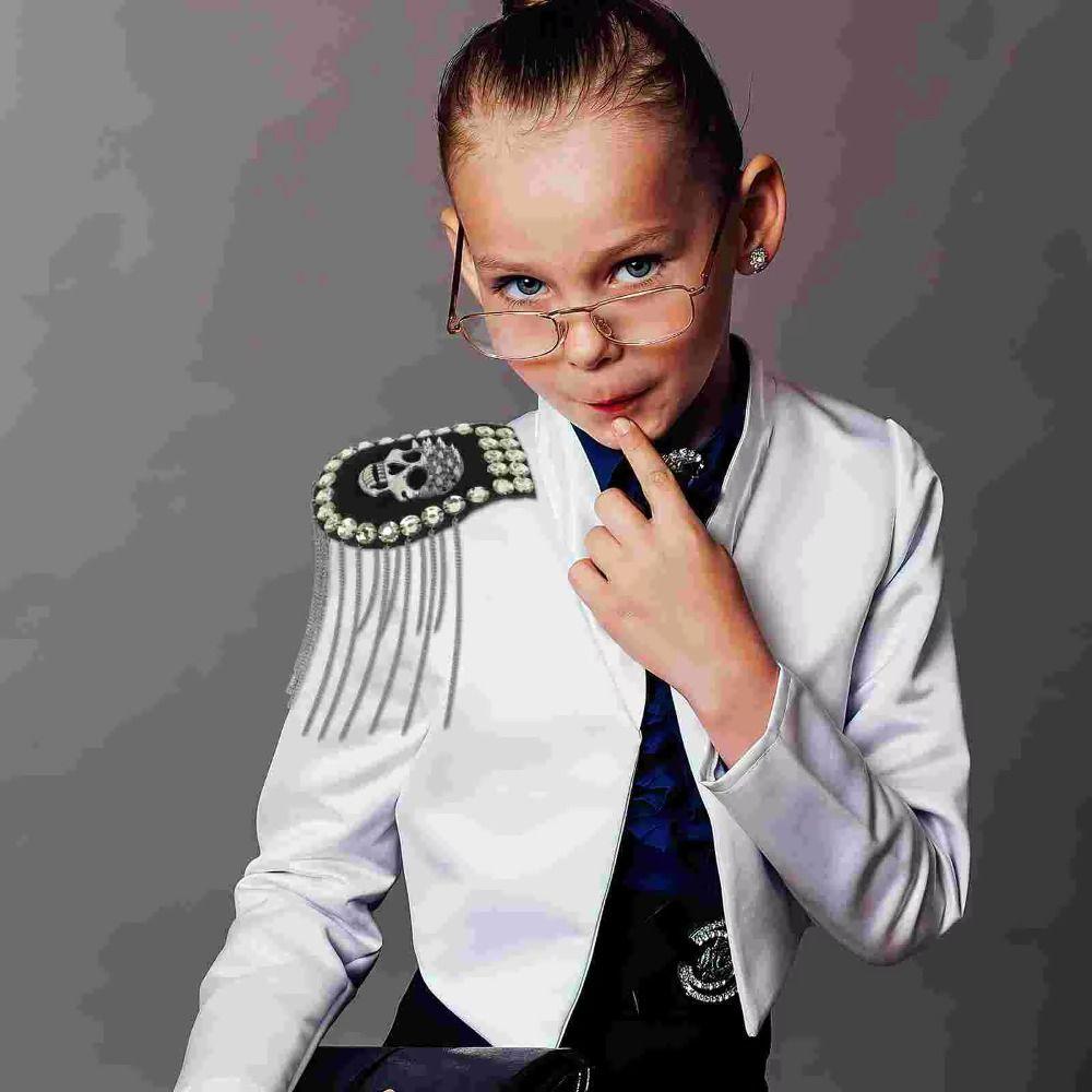 Эполет с кисточкой в виде черепа, цепочка, брошь на лацкан пиджака, винтажная брошь, сценическое выступление