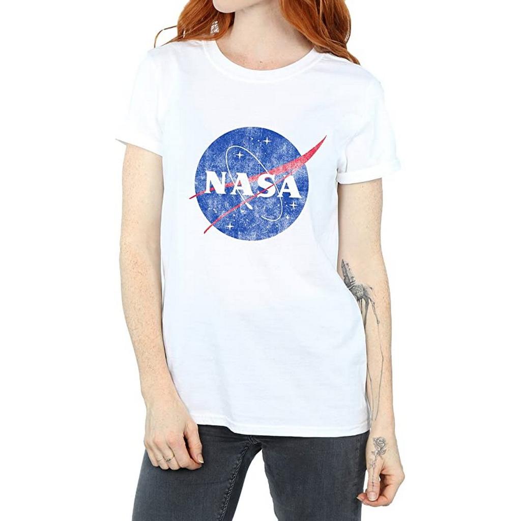 NASA Womens/Ladies Insignia Distressed Logo Cotton Boyfriend T-Shirt