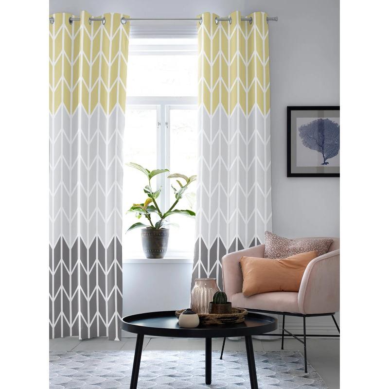Геометрические желто-серые оконные шторы для гостиной, кухни, занавески с балдахином, домашний декор для детской комнаты