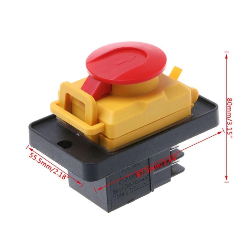 Upgraded 4 Pin Button Control KJD12 12A 250V Plastic Push Button with Standard Protections Magnetic Button for Woodshop