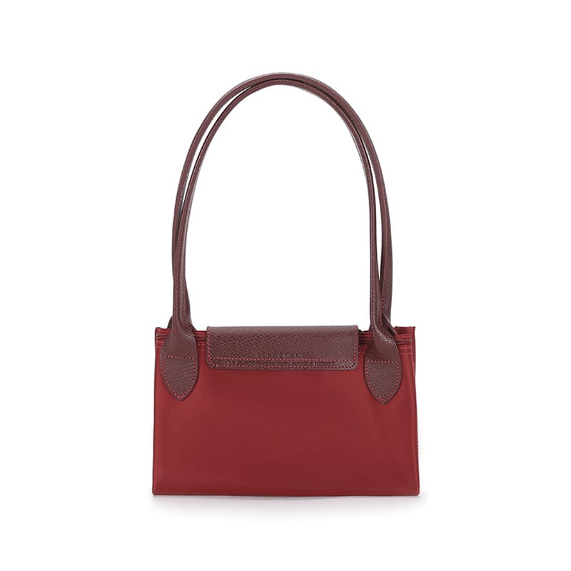 LONGCHAMP Le Pliage Green Recycled Canvas With Leather Trim Tote Handbag, Shoulder Bag Women's Red 1899919P59