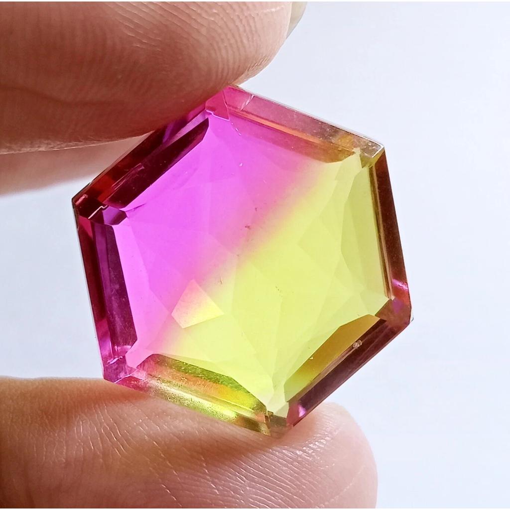Natural Tourmaline Bi-Color Hexagon 20-22 Ct Fancy Cut Stunning Gemstone