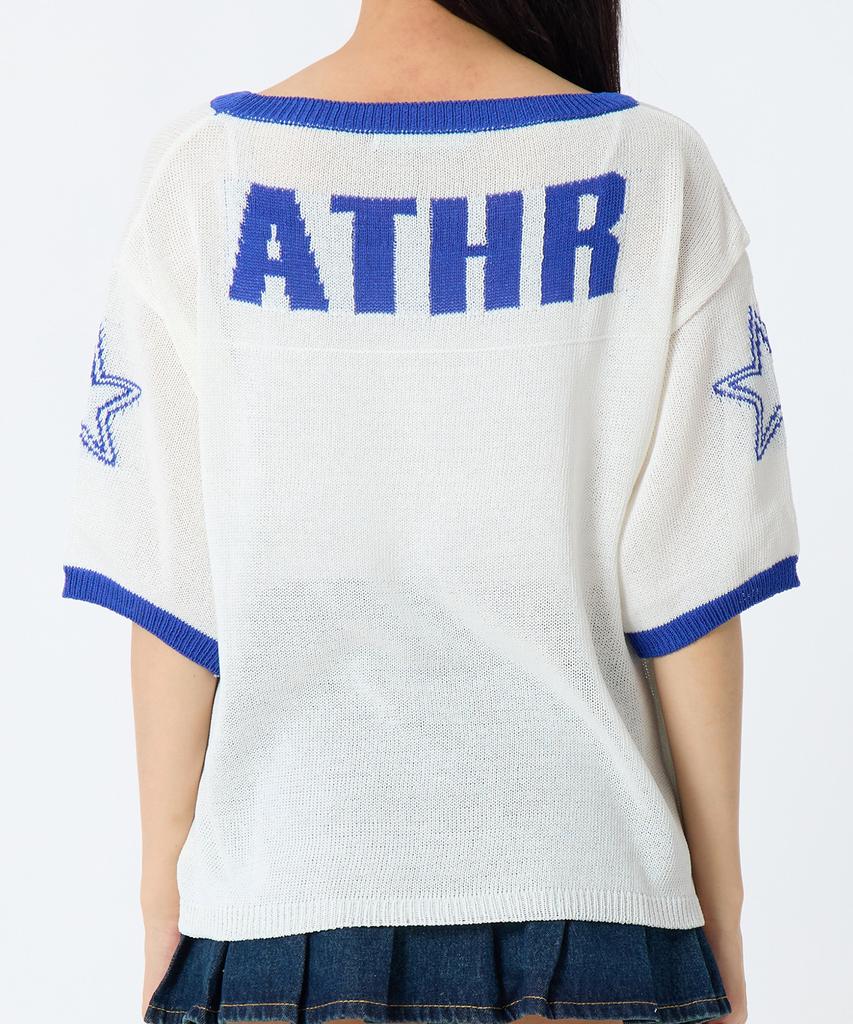 ANDTHEOTHER Oversized Round Neck Short Sleeve Knit Blue