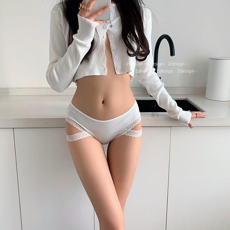 Design Inspired Underwear for Women Lace Side Straps Seamless Lingerie Ice Silk Cool Personalized Lace Panties
