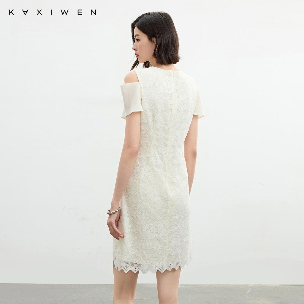 Qianwen Lace Patchwork Off-Shoulder Dress