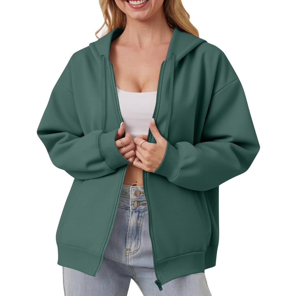 Women's Off Shoulder Zipper Hoodie Sweatshirt Fashion Clothing Casual Jacket