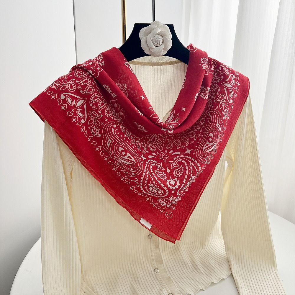 Breathable Cotton Square Scarf Korean Small Scarves Elegant Cashew Nut Print Silk Scarf Vacation