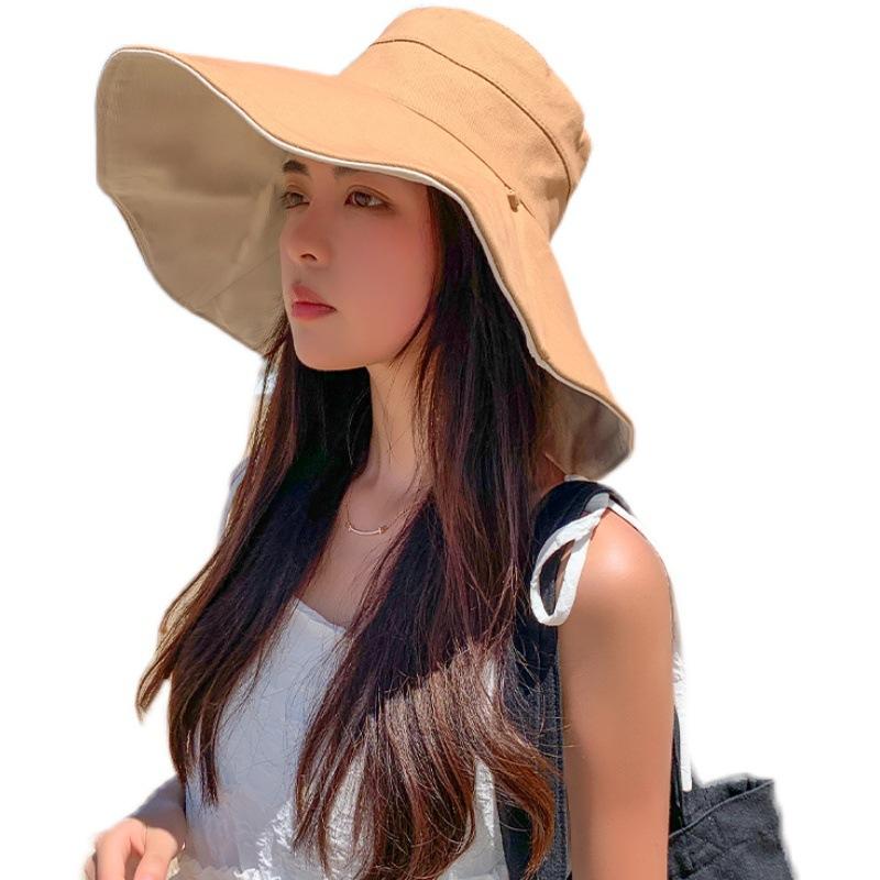 Hat room oversized brim face covering bucket hat women's summer UV protection sun hat sun protection travel versatile