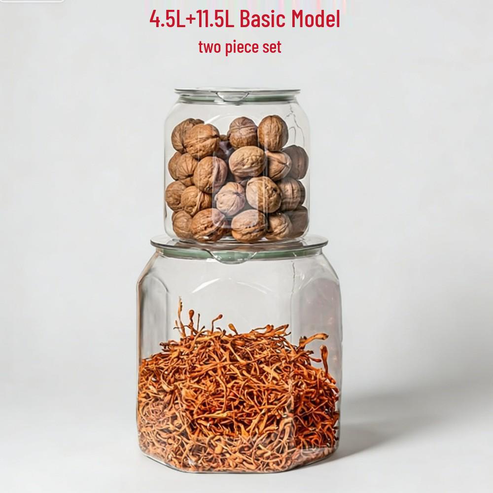 Food-Grade Transparent Storage Jar - Thickened, Moisture & Dust-Proof, Fresh-Keeping Kitchen Grain Container.