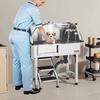 86.4 cm Dog Grooming Bath Tub Stainless Steel w Stairs Faucet Left Door