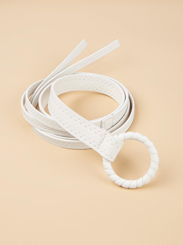 Solid Fashion Color Round Buckle Decoration Women Casual Belt For Use Daily