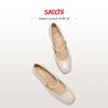 [Sheepskin] Square Toe Thick Heel Mary Jane Shoes