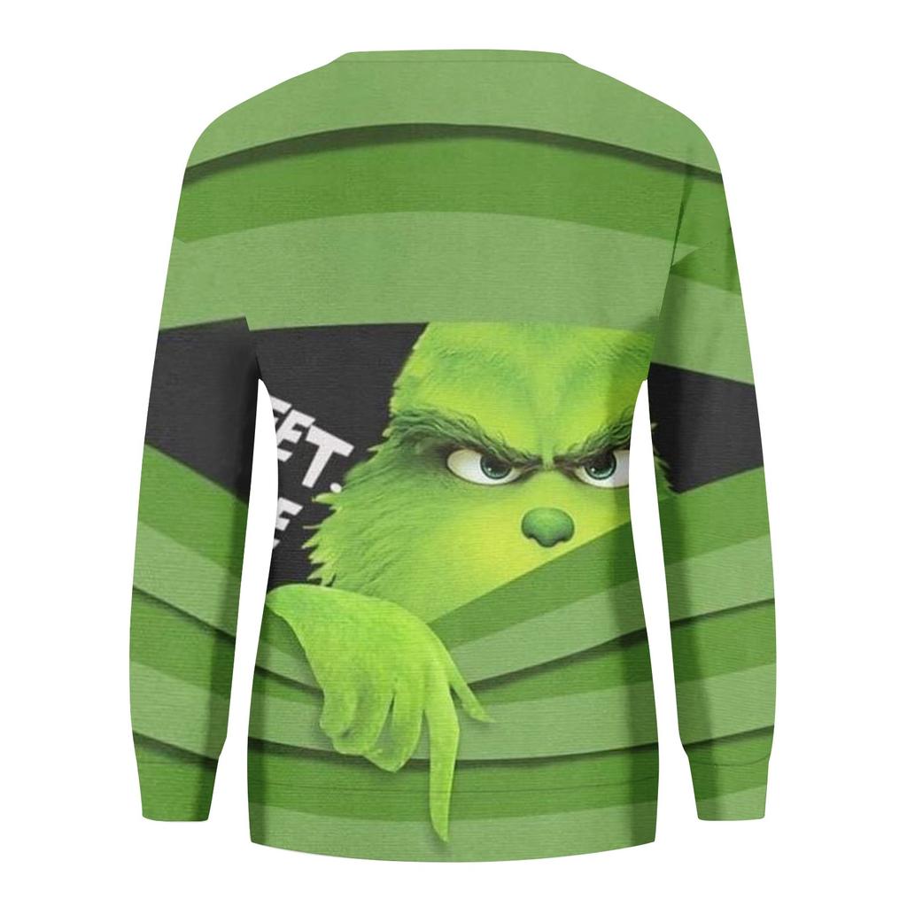 Women's Fashion Christmas Printed Long Sleeve Loose Round Neck Sweatshirt Top