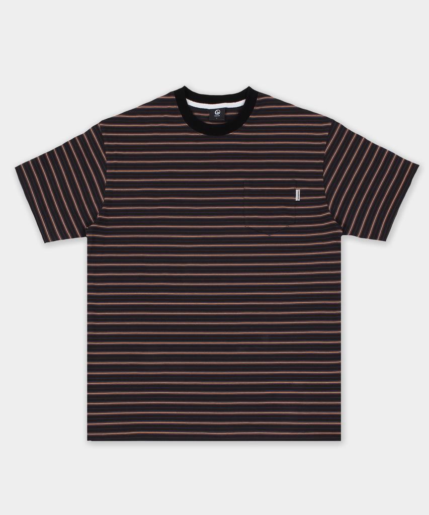 CAMEL WORK Hazel Stripe Pocket Short Sleeve T-Shirt (Black)