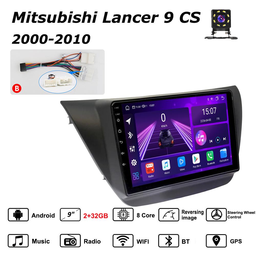 Автомобильная магнитола Android Car-Play для Mitsubishi Lancer 9 CS 2000-2010 Мультимедийный проигрыватель Головное устройство Стерео Навигация GPS BT WIFI, 8 ЯДЕР ,2+32ГБ