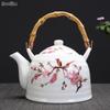 Large Capacity Ceramic High Temperature Teapot with Handle and Filter White Porcelain Restaurant Tea Pot