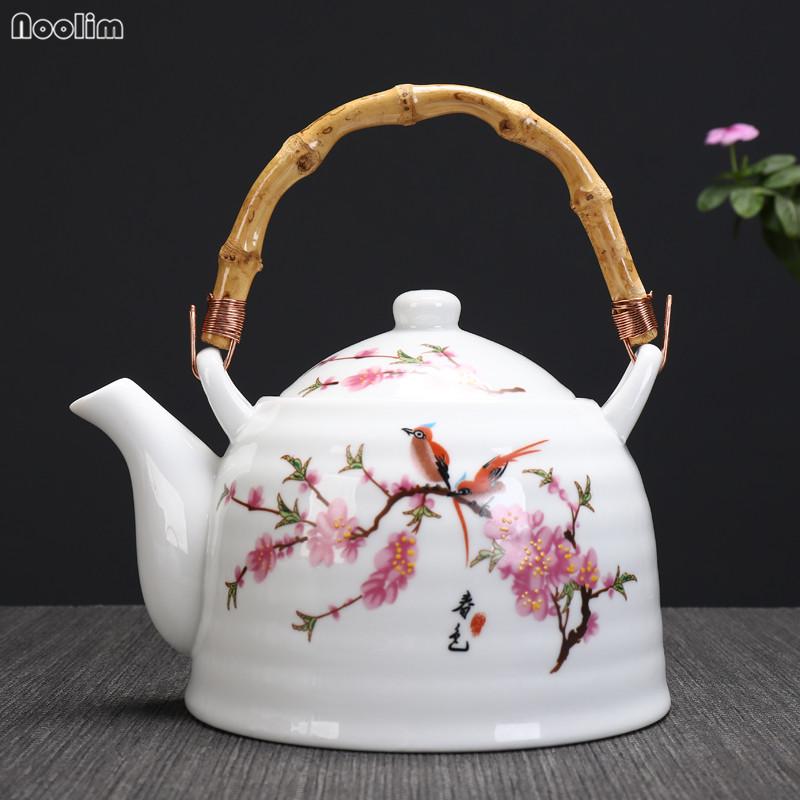 Large Capacity Ceramic High Temperature Teapot with Handle and Filter White Porcelain Restaurant Tea Pot
