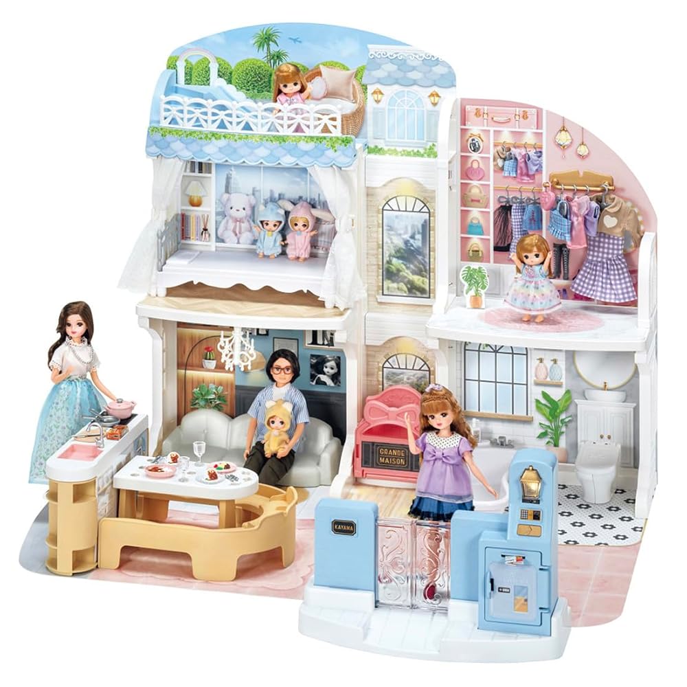TAKARA TOMY Licca-chan Talking Auto-Lock 2-Story Grand Maison Toy for Ages 3+