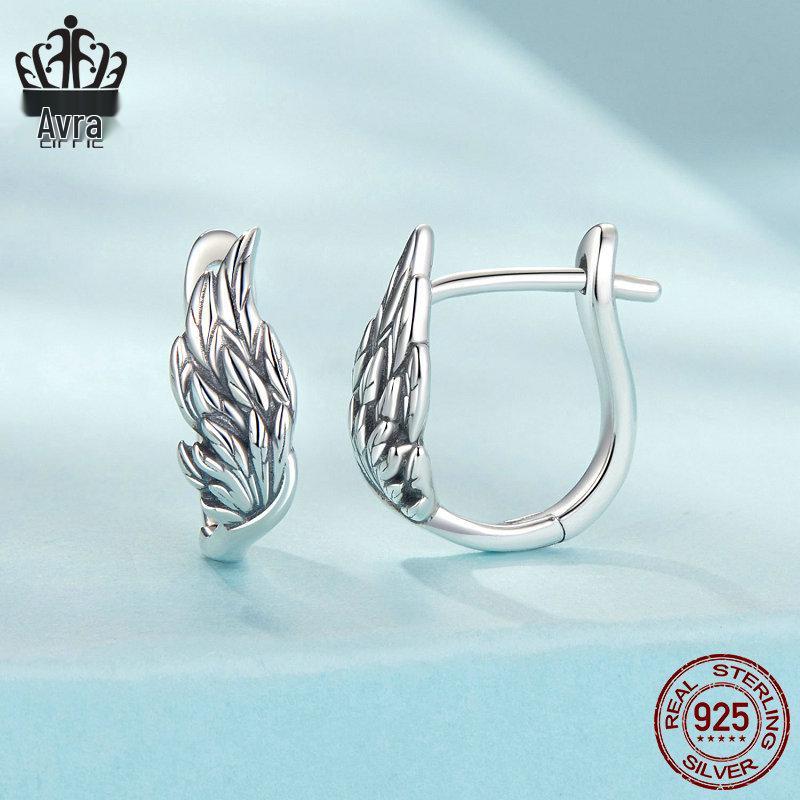Изысканный Ear Cuff с перьями Aifule: Модные серьги из стерлингового серебра 925 пробы, оксидированный стиль, для женщин