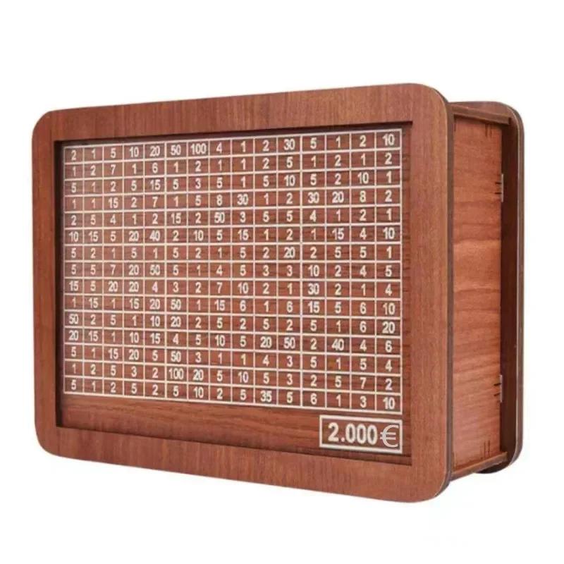 Копилка для денег 500/1000/2000/3000/5000/10000 евро, деревянная копилка для денег, многоразовая копилка с копилками для целей и чисел