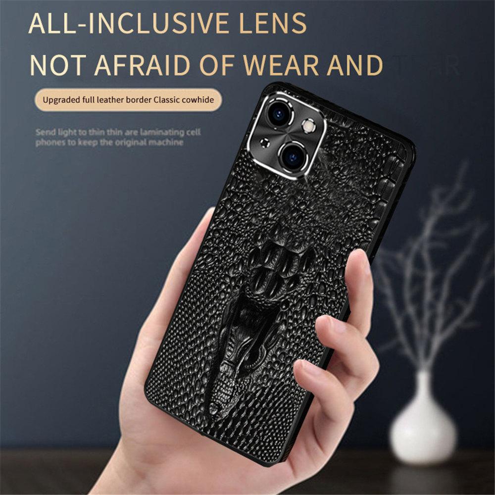 Настоящая Коровья Кожа Чехол под Крокодила для IPhone 11 12 13 14 15 Pro Max Матовый Бизнес-Чехол