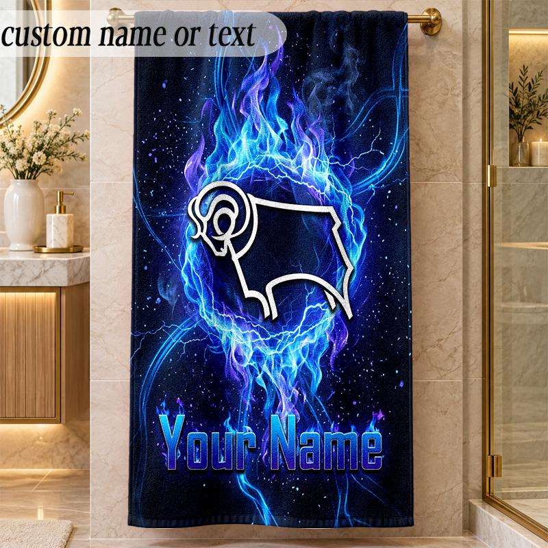 Beach TowelDerby County Custom Name Text Personalized Soft Towel for Beach Pool Indoor Home Decor Gift