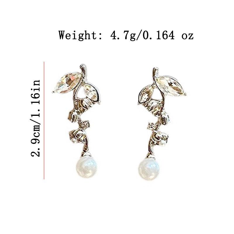 Оригинальные изысканные роскошные женские серьги-джокеры с инкрустацией из листьев циркона и искусственного жемчуга