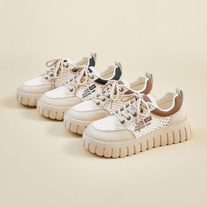 Summer Mesh White Shoes New Style of Female Students Breathable Height-enhancing Shoes Casual Shoes