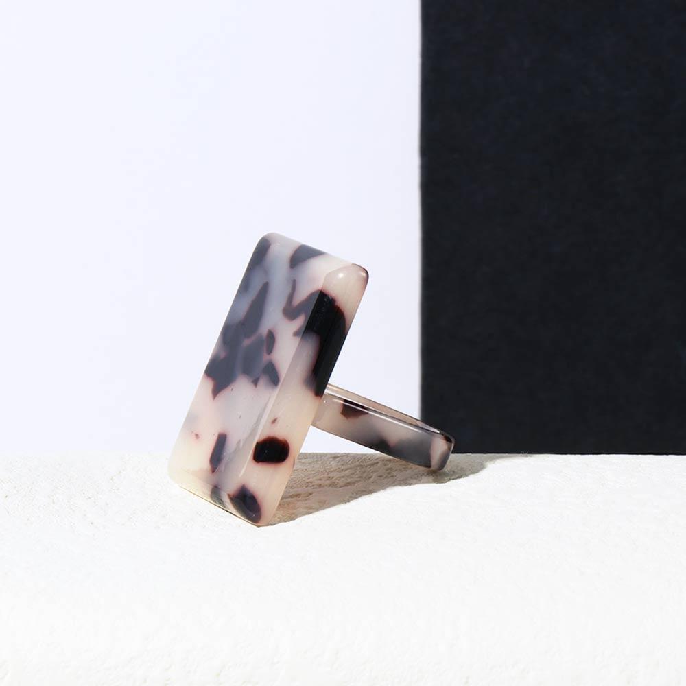 Tortoiseshell Rectangle Elegant Acrylic Finger Rings Resin Rings Leopard Pattern Fashion Jewelry