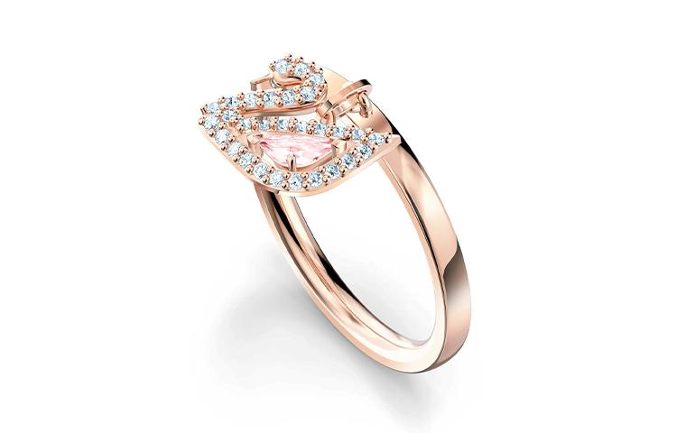 Swarovski Кольца с искусственным хрусталем для женщин, покрытие цвета розового золота 5569923+5549307+5569924
