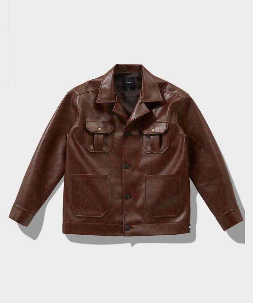Ffeff Studio Leather Single Safari Jacket (Brown)