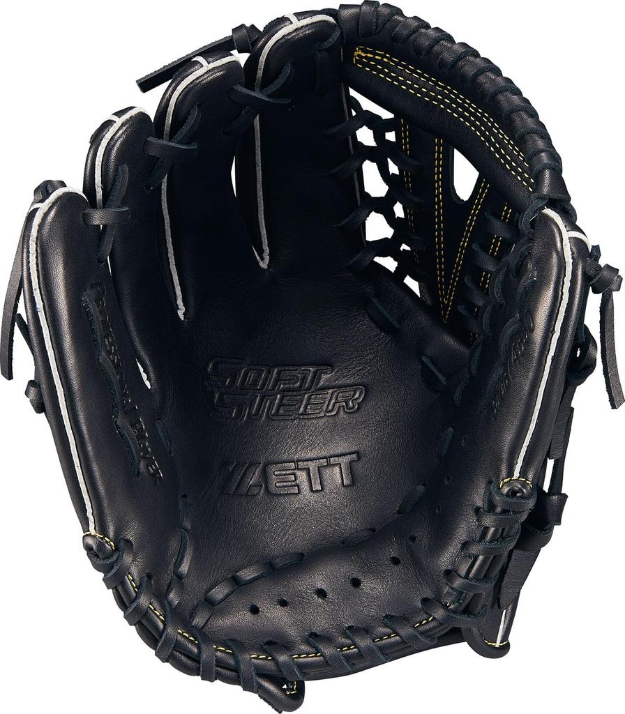 ZETT Youth Soft Steer Baseball Glove Black LL BJGB74550F (All-Around) (1900) Size