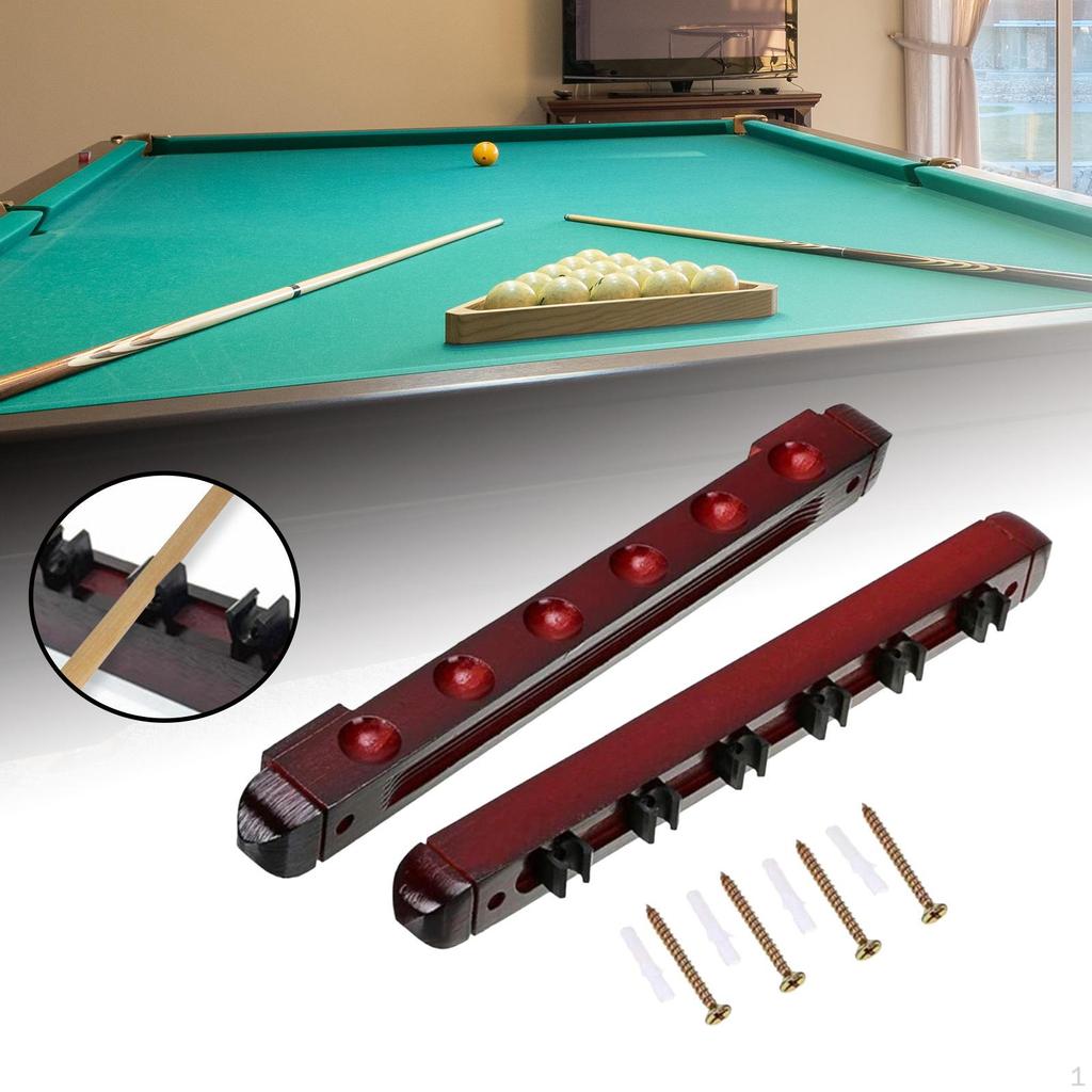 Billiard Pool Cue Rack, Wooden 6 Holder Mounted Organizer Suitable for Bars, Clubs and