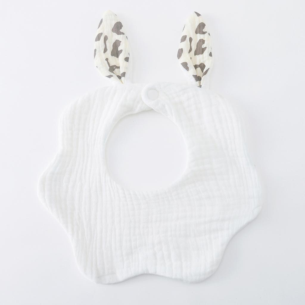 Newborn Cotton Crepe Bibs Cute Rabbit Ear Wavy Edge Saliva Towel Baby Gauze Absorbent Drool Bib