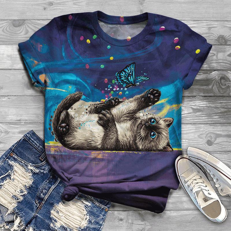 Футболка с 3D-принтом, короткий рукав, женская спортивная одежда, летние футболки с круглым вырезом, большие размеры, женские простые футболки