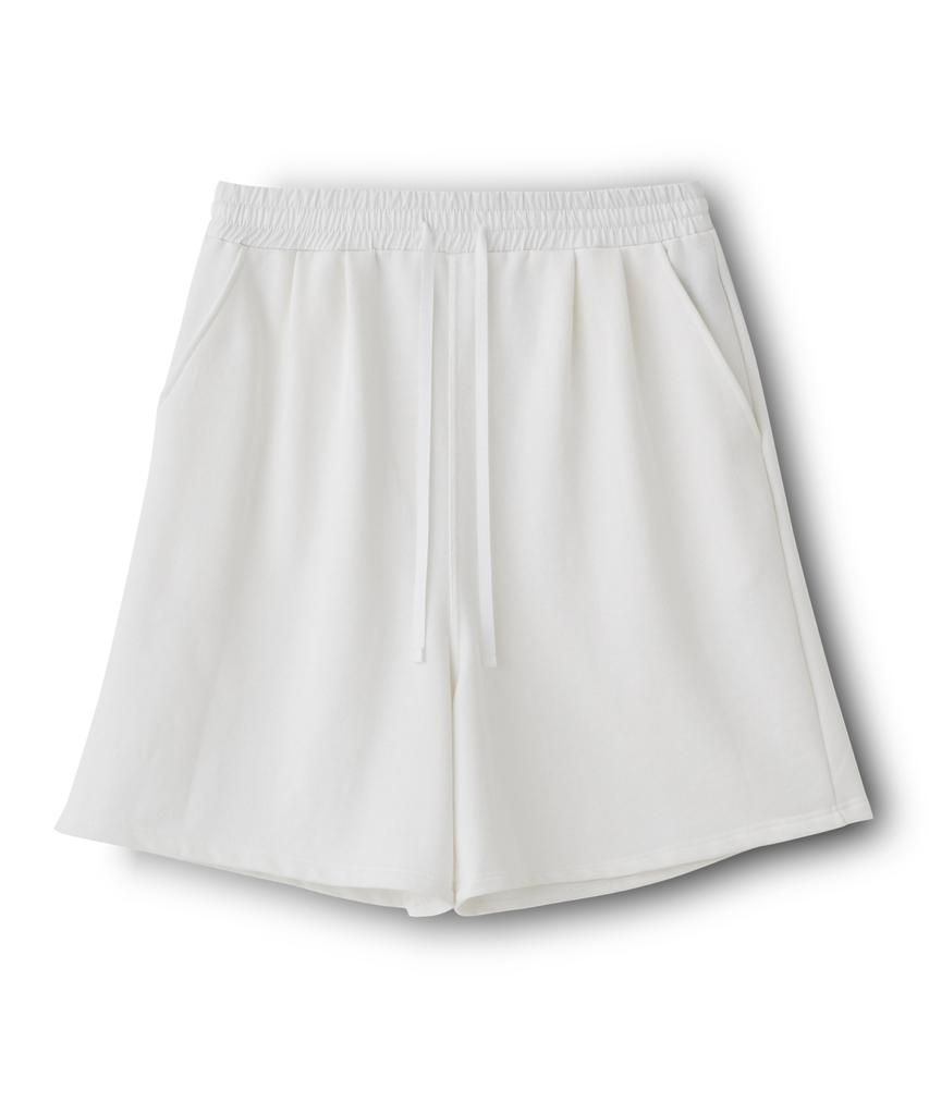 HYII Unisex Colorblock Waistband Sweat Shorts [Off White]